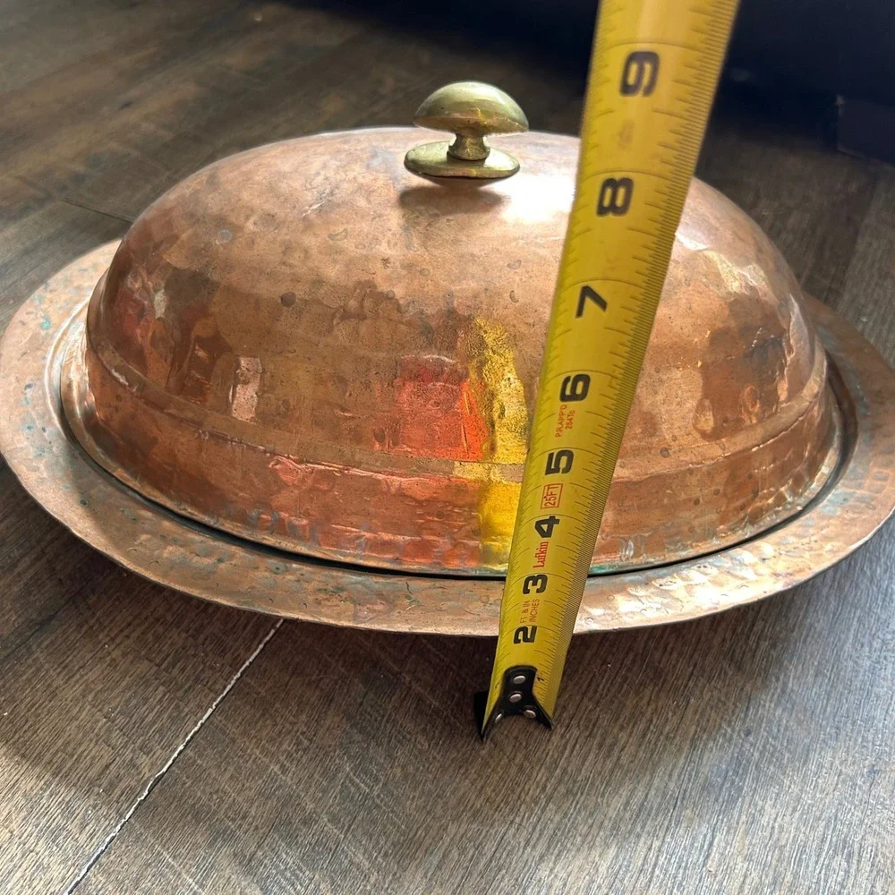 Handmade Pure Copper Serving Kebab Plate iskender Turkish presentation oval tinn
